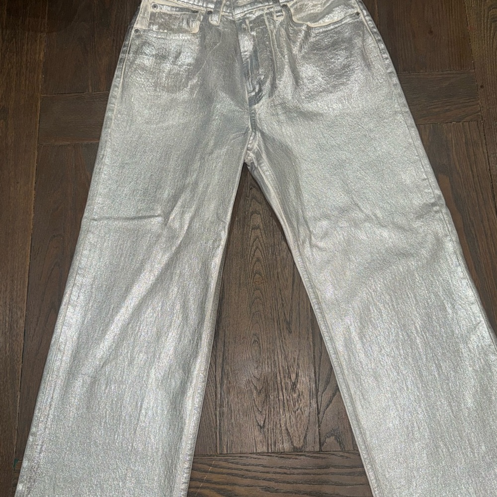 Abercrombie & Fitch Metallic Silver Straight Jeans